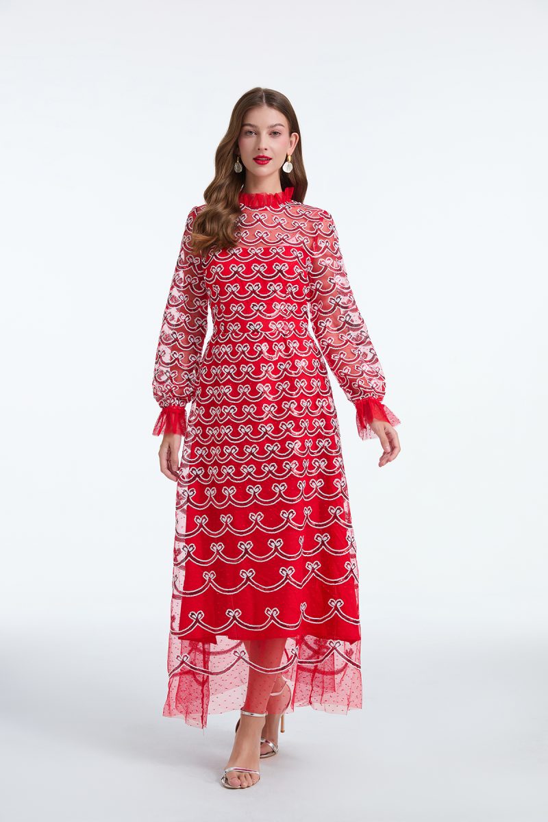 Long Sleeve Sequin A-Line Dress – Spring & Autumn Style - Image 3