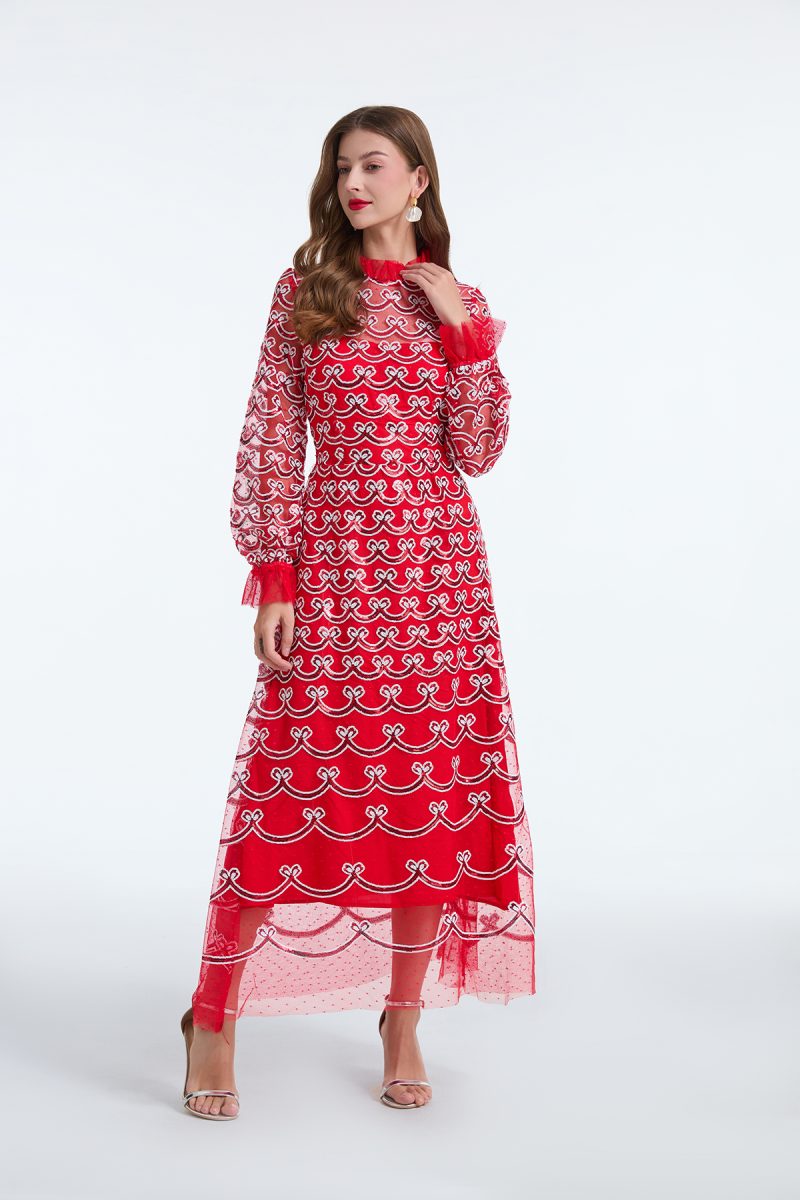 Long Sleeve Sequin A-Line Dress – Spring & Autumn Style - Image 4