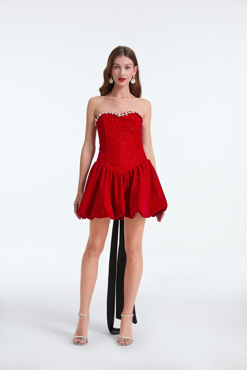 Sexy Sleeveless Formal Dress – Zipper Bow Boning Design - Image 2