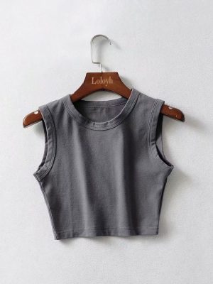 Wide-Brimmed Cotton Cropped Tank Top for Women – Summer Vest