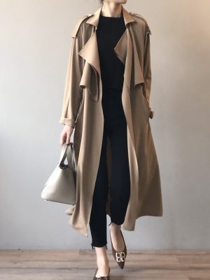 Women’s Elegant Retro British Style Long Trench Coat