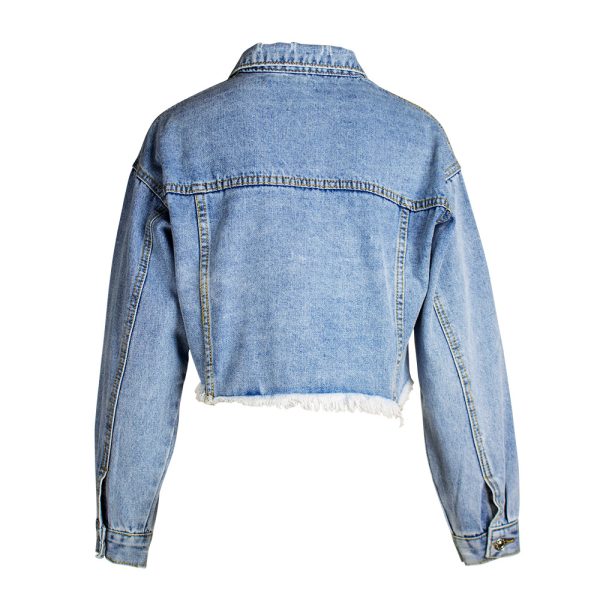 Women’s Loose BF Tassel Denim Short Jacket - Image 2