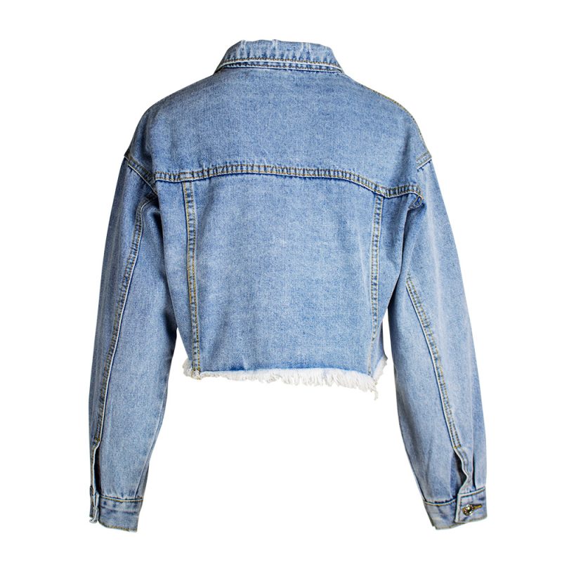 Women’s Loose BF Tassel Denim Short Jacket - Image 2