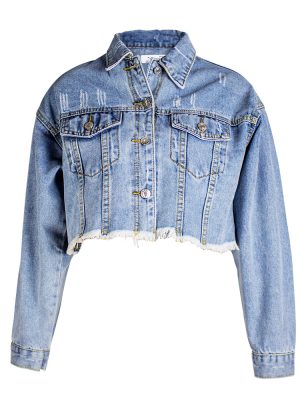 Women’s Loose BF Tassel Denim Short Jacket