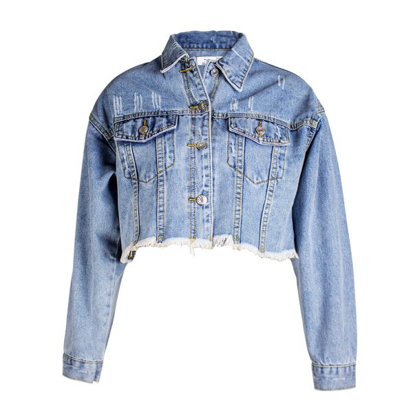 Women’s Loose BF Tassel Denim Short Jacket