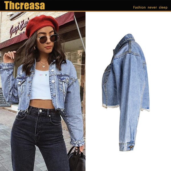 Women’s Loose BF Tassel Denim Short Jacket - Image 4