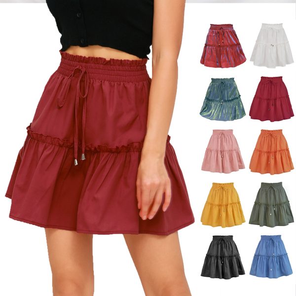 Women’s High Waist Elastic Solid Short Skirt - Image 4