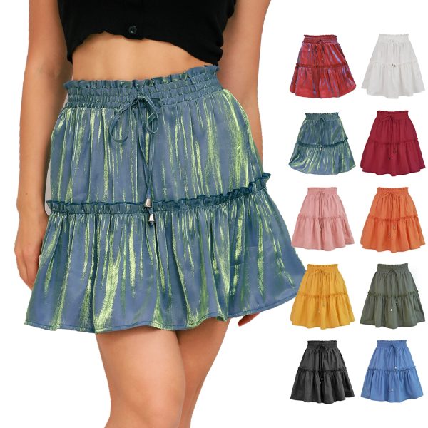 Women’s High Waist Elastic Solid Short Skirt - Image 3