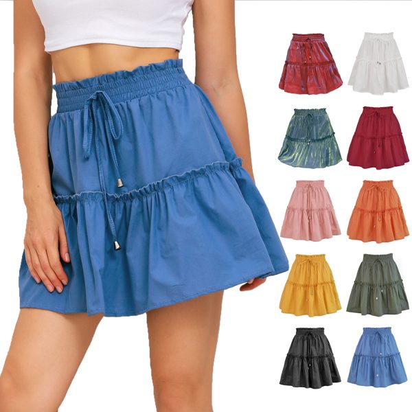 Women’s High Waist Elastic Solid Short Skirt - Image 5