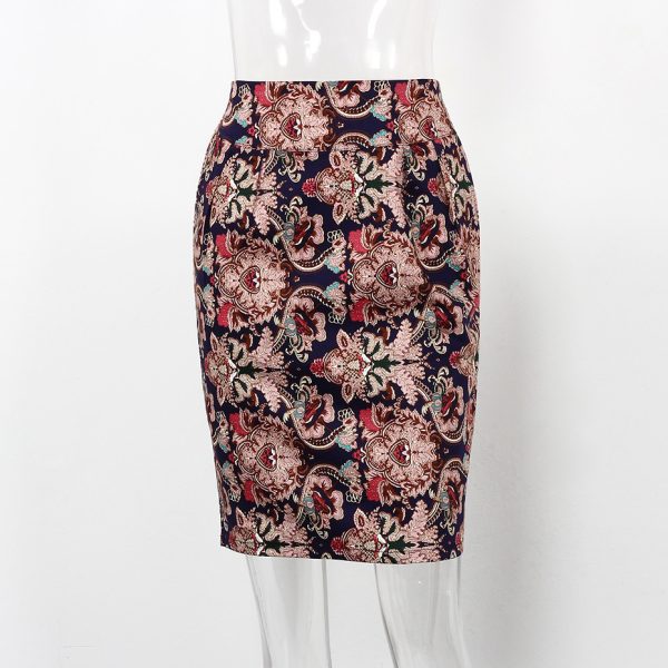 Printed Mid-Length Hip Skirt for Women - Office Wear - Image 2