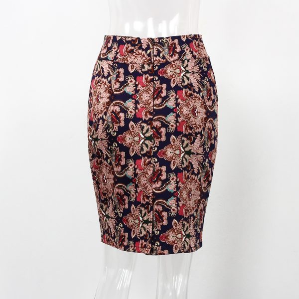 Printed Mid-Length Hip Skirt for Women - Office Wear - Image 3