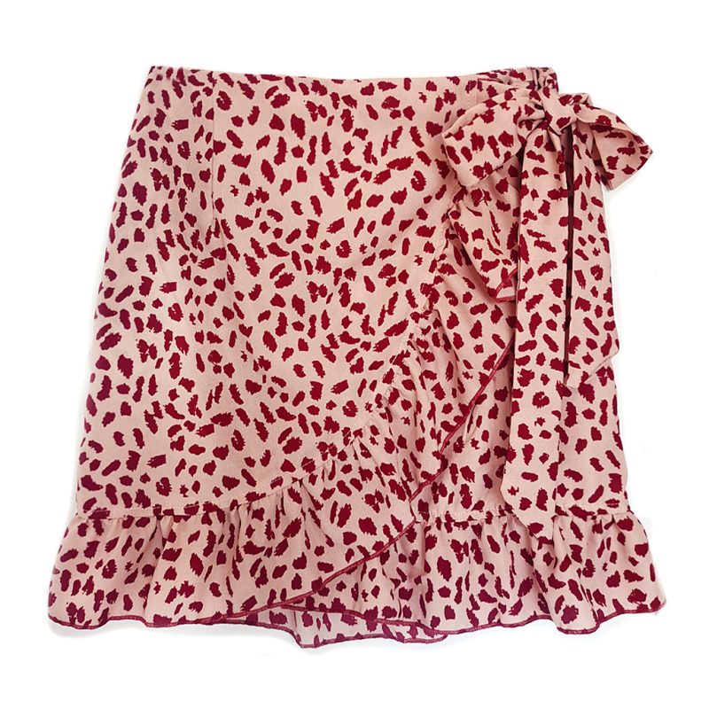 High-Waist Lace-Up Ruffled Asymmetric Printed Skirt - Image 5