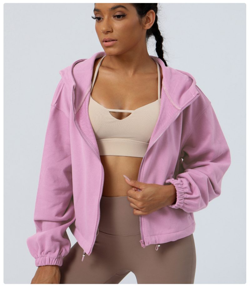 Loose Casual Sports Sweater Zipper Workout Top for Women - Image 2