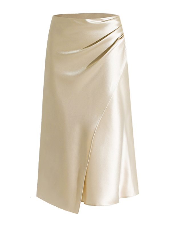 High Waist Satin Pleated Split Fishtail Hip Skirt for Women - Image 4