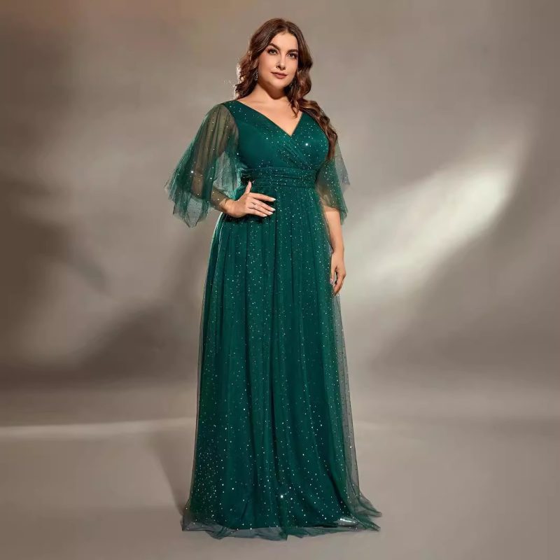 Plus Size Green Cocktail Evening Dress for Choir & Events - Image 2