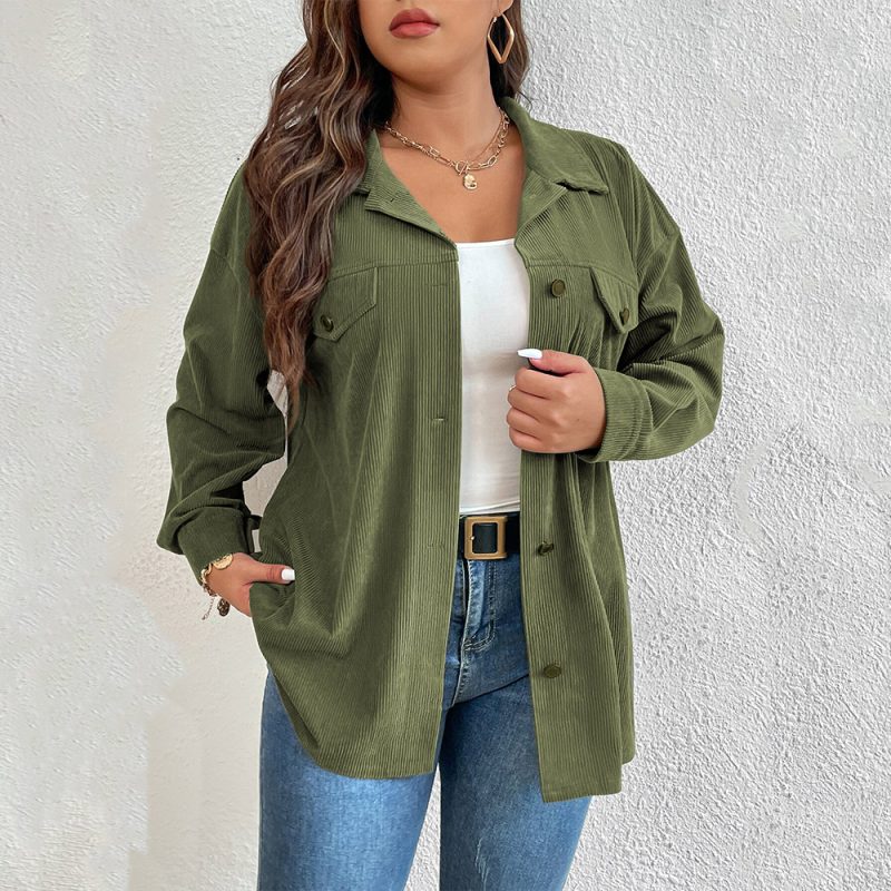 Plus Size Denim Shacket – Single Breasted Cardigan Outerwear for Fall Winter - Image 3