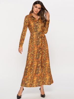 Women’s Snakeskin Print Maxi Dress – Middle Eastern Style