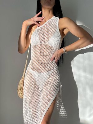 See-Through Hollow Out Knitted Maxi Beach Cover-Up