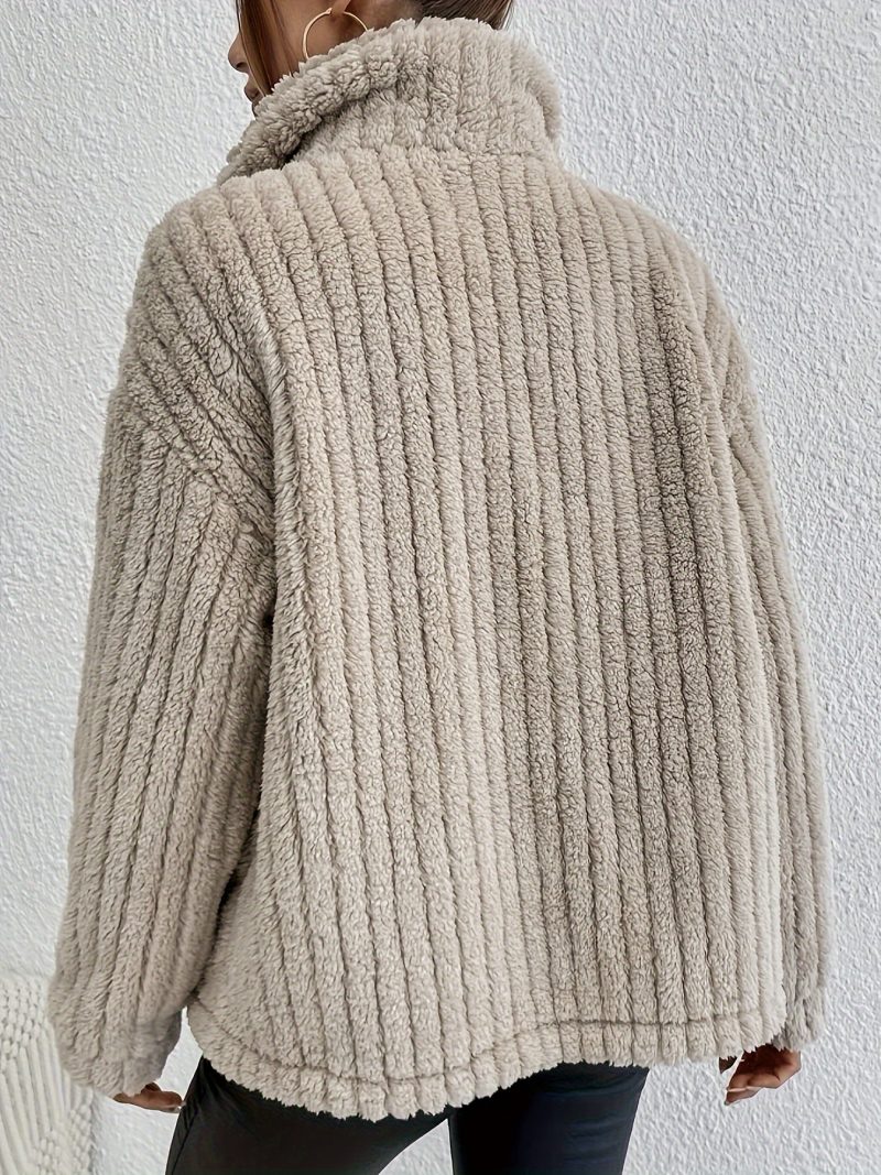 Autumn Winter Plush Button Cardigan Casual Coat for Women - Image 4