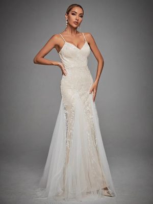 Strap Lace Fishtail Evening Dress – Slim Fit Birthday Gown