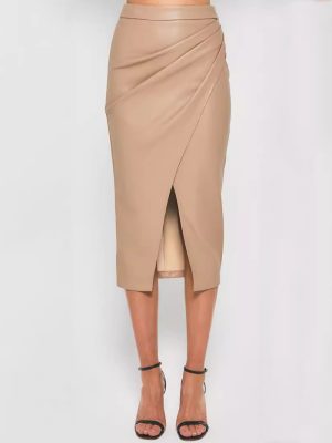 Autumn Winter High Waist Zipper Pleated Sexy Hip Skirt for Women