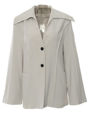 Autumn Winter Sailor Collar Loose Blazer with Rope Waist