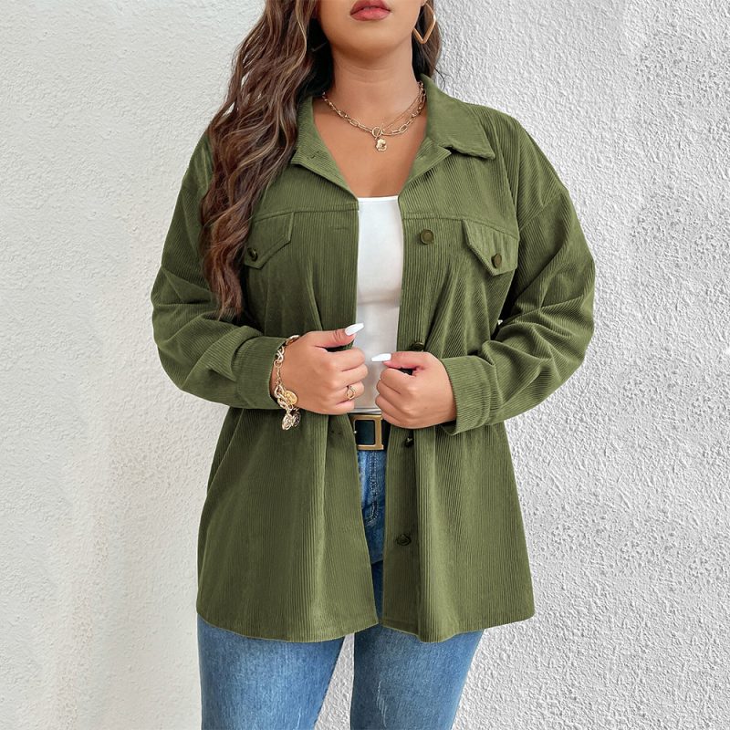 Plus Size Denim Shacket – Single Breasted Cardigan Outerwear for Fall Winter - Image 4