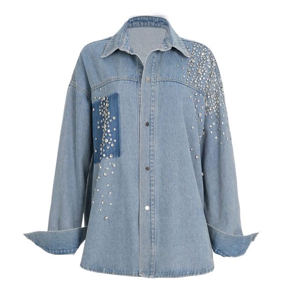 Autumn Super Heavy Industry Asymmetric Denim Shacket