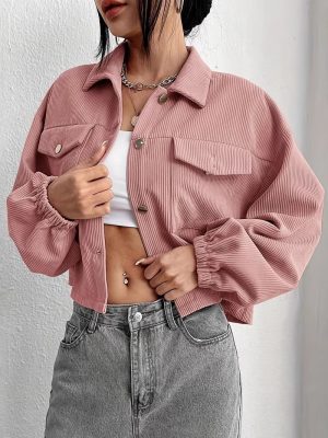 Casual Corduroy Cardigan Short Jacket Women