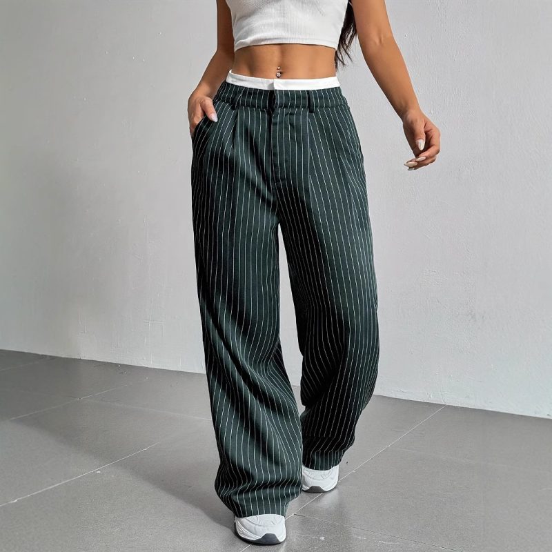 Autumn Winter Casual High Waist Straight Leg Work Pants – Loose Drooping - Image 4