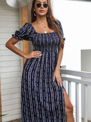 Women’s Summer Printed Puff Sleeve Dress