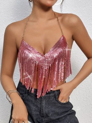 Sexy Tassel Suspender Top for Nightclub Wear