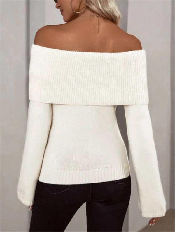 One Neck Slim Fit Sexy Long Sleeve Knitted Sweater for Women - Image 2