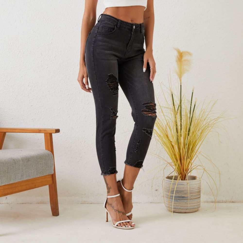 Women’s Skinny Ripped Denim Pants – Slim Fit & Hip Lifting - Image 2