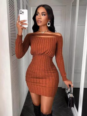 Sexy Hollow-Out Cutout Long Sleeve Dress – Autumn Winter