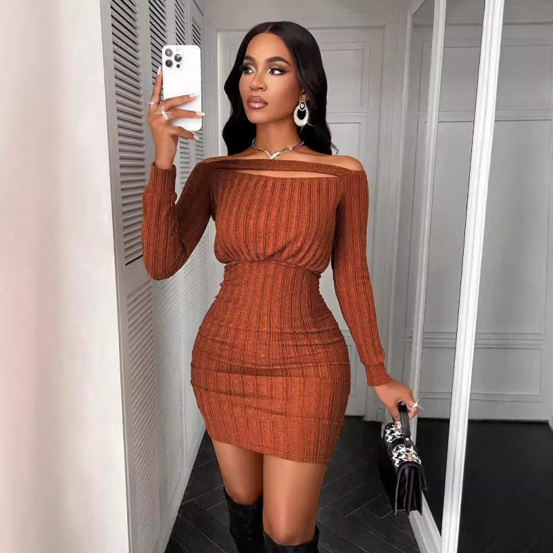 Sexy Hollow-Out Cutout Long Sleeve Dress - Autumn Winter