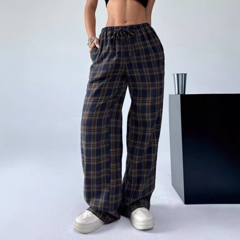 Plaid Straight Leg Pants for Women – Casual Daily Wear for Spring, Autumn, Winter - Image 4