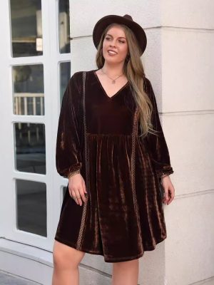 Plus Size V-Neck Loose Slimming Casual Dress