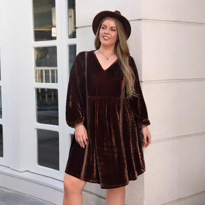 Plus Size V-Neck Loose Slimming Casual Dress