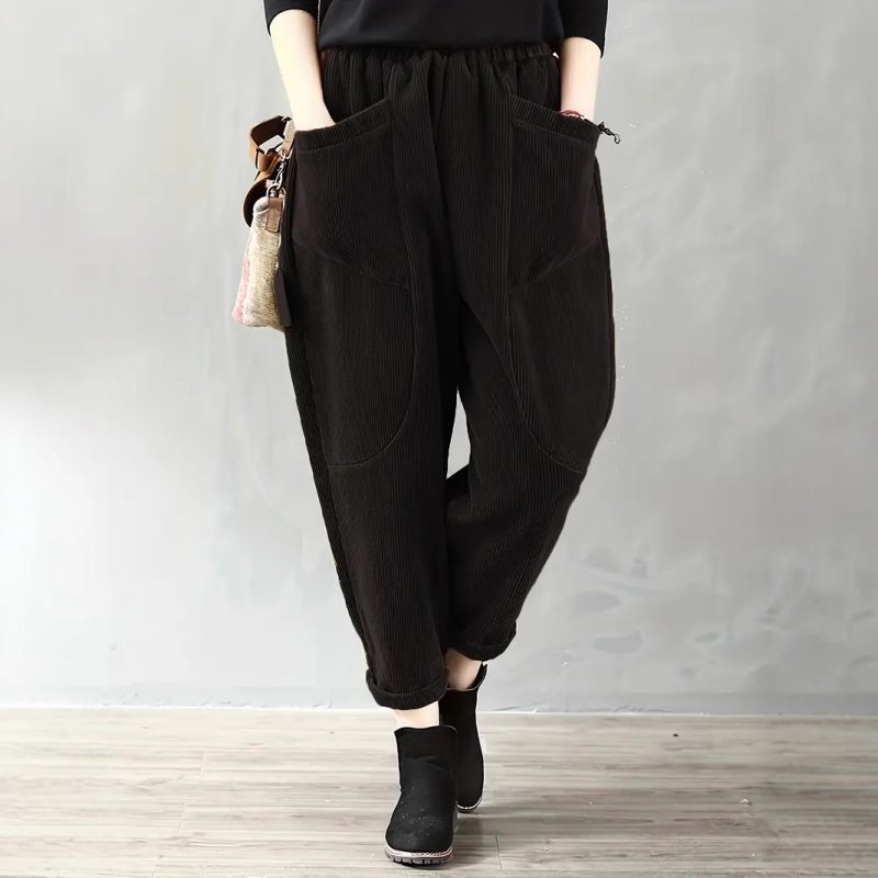 Corduroy Harem Pants – Autumn Winter Loose Casual Pockets for Women - Image 2
