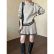 College Polo Collar Sweater with High Waist Pleated Half-Length Skirt Set for Women