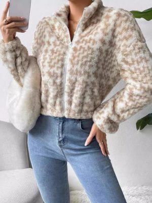 Double Sided Plush Cardigan Zipper Casual Top Coat