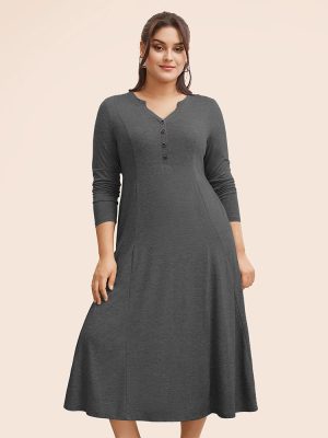 Plus Size Loose Slimming Mid-Length Office Dress – All-Season Style