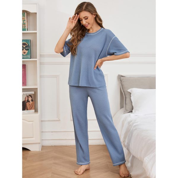 Women’s Spring & Autumn Sports Pajama Set – Short Sleeve & Trousers - Image 3