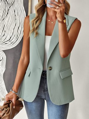 Loose Sleeveless Office Blazer Vest – Spring Summer Style