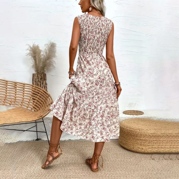 Women’s Floral Smocked Ruffled Sleeveless Maxi Dres - Image 4