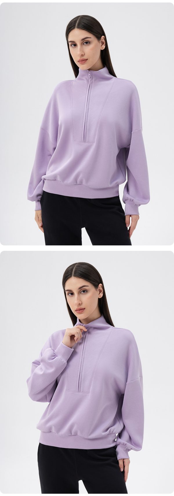 Women’s Autumn/Winter Yoga Sweater – Loose Collared Fitness Top - Image 3