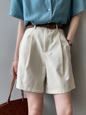 Women’s High-Waist Loose Fit Workwear Shorts Summer