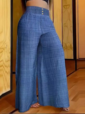 Spring Summer High Waist Wide Leg Pants