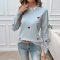 Casual Embroidered Love Sweater - Long Sleeve Autumn Top